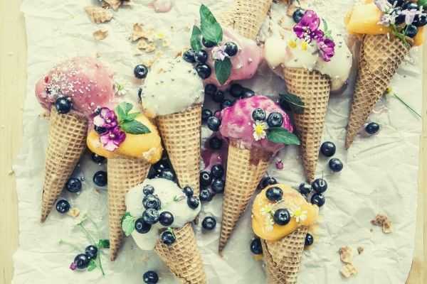 words-to-describe-ice-cream-flatlay-photo-of-melted-ice-cream-with-blueberries